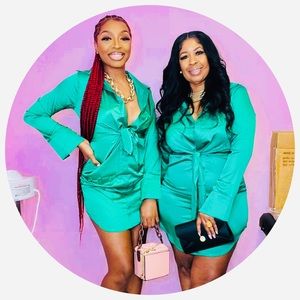 Emerald Green Satin dress with tie front,